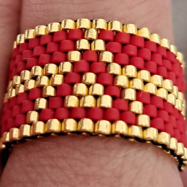 Red & gold triangle geometric ring