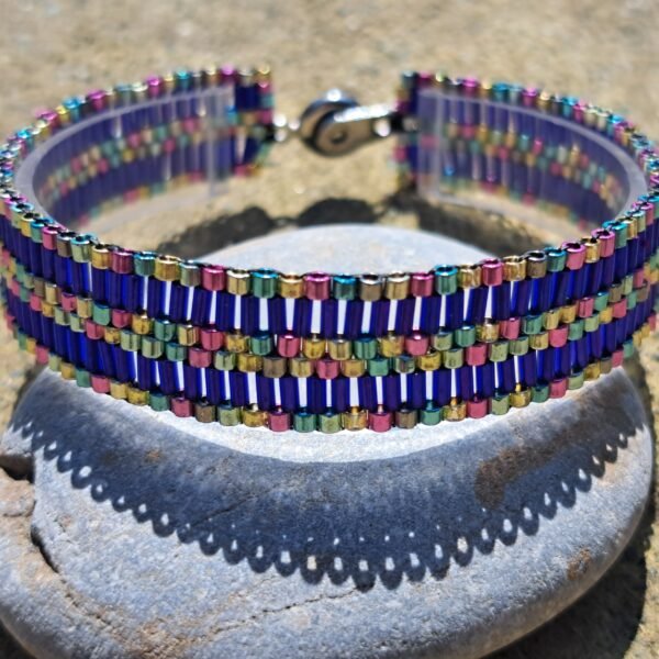 Purple & rainbow stripes bracelet