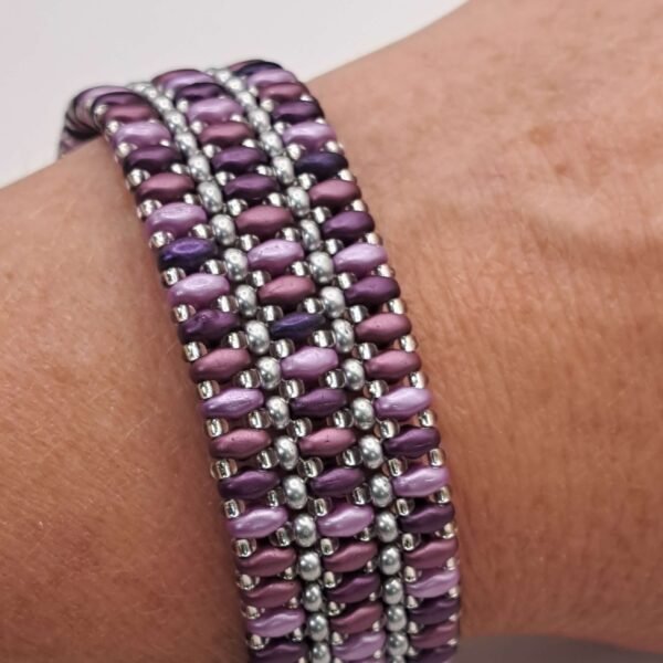 Purple superduo row bracelet